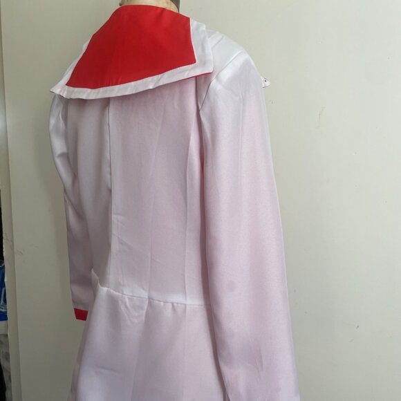White and Red Long Military Uniform Style Cosplay Coat - Picture 8 of 11